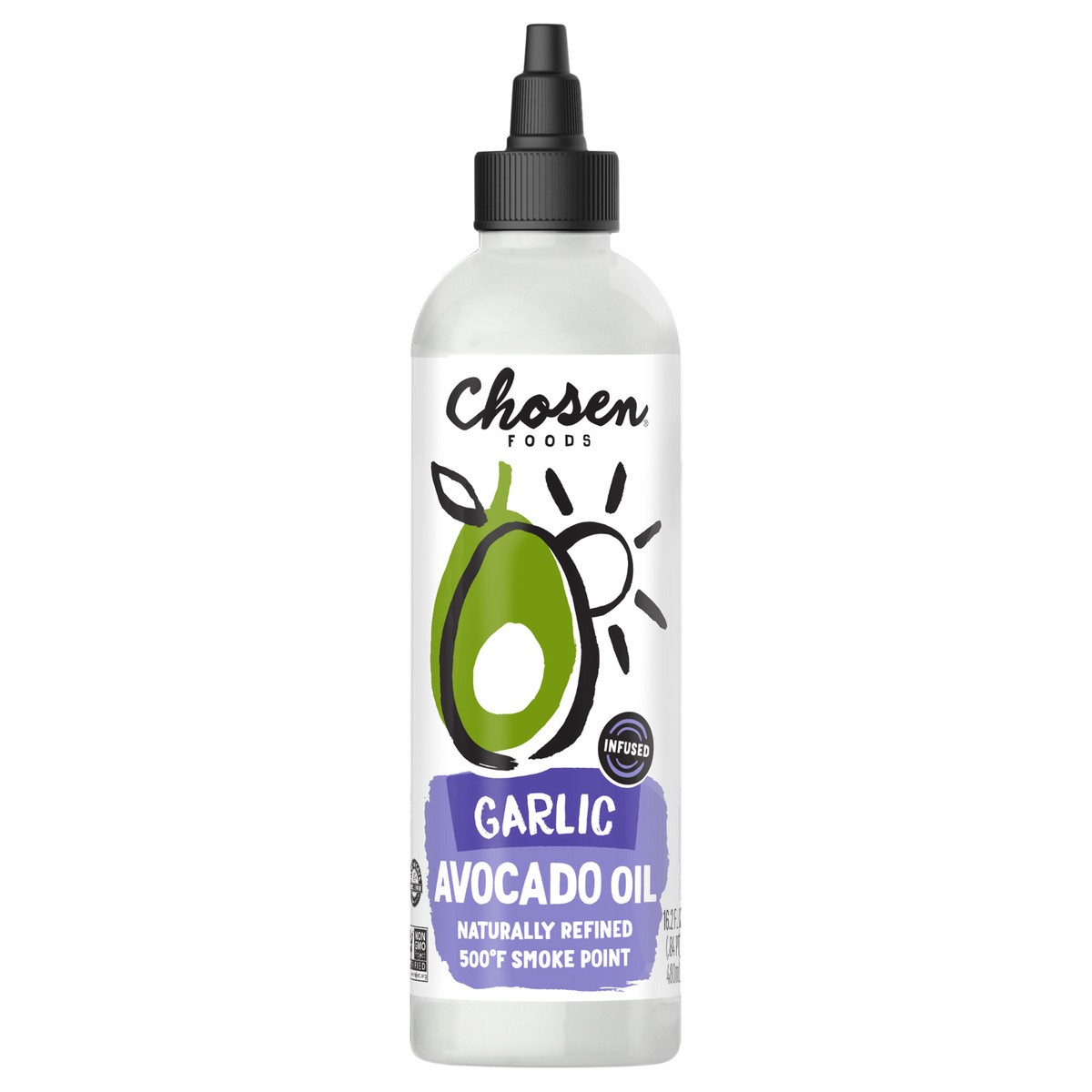 slide 2 of 2, Chosen Foods Garlic Infused Avocado Oil Squeeze, 480 ml