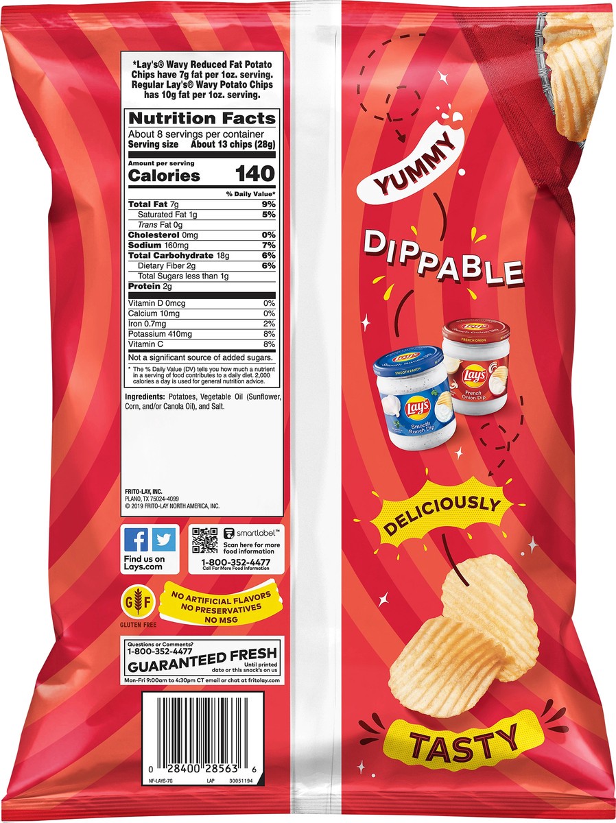 slide 2 of 3, Lay's Reduced Fat Wavy Original Potato Chips 7.5 oz, 7.5 oz