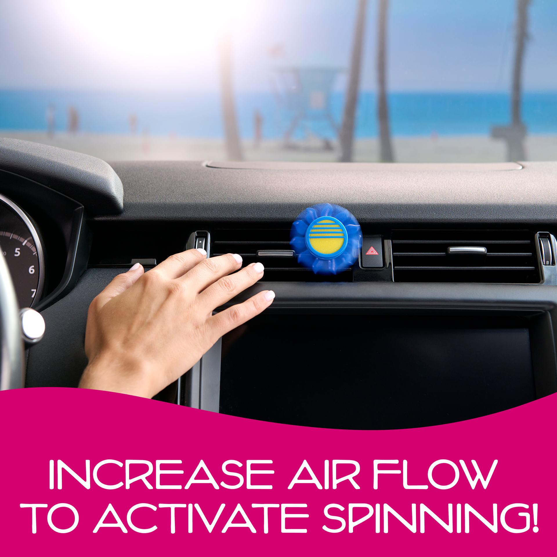 slide 3 of 6, California Scents Novelty Sun Spinner Car Air Freshener Vent Clip, Newport New Car Scent, 1 ct