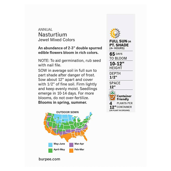 slide 4 of 5, Burpee Nasturtium Jewel Mix, 1 ct