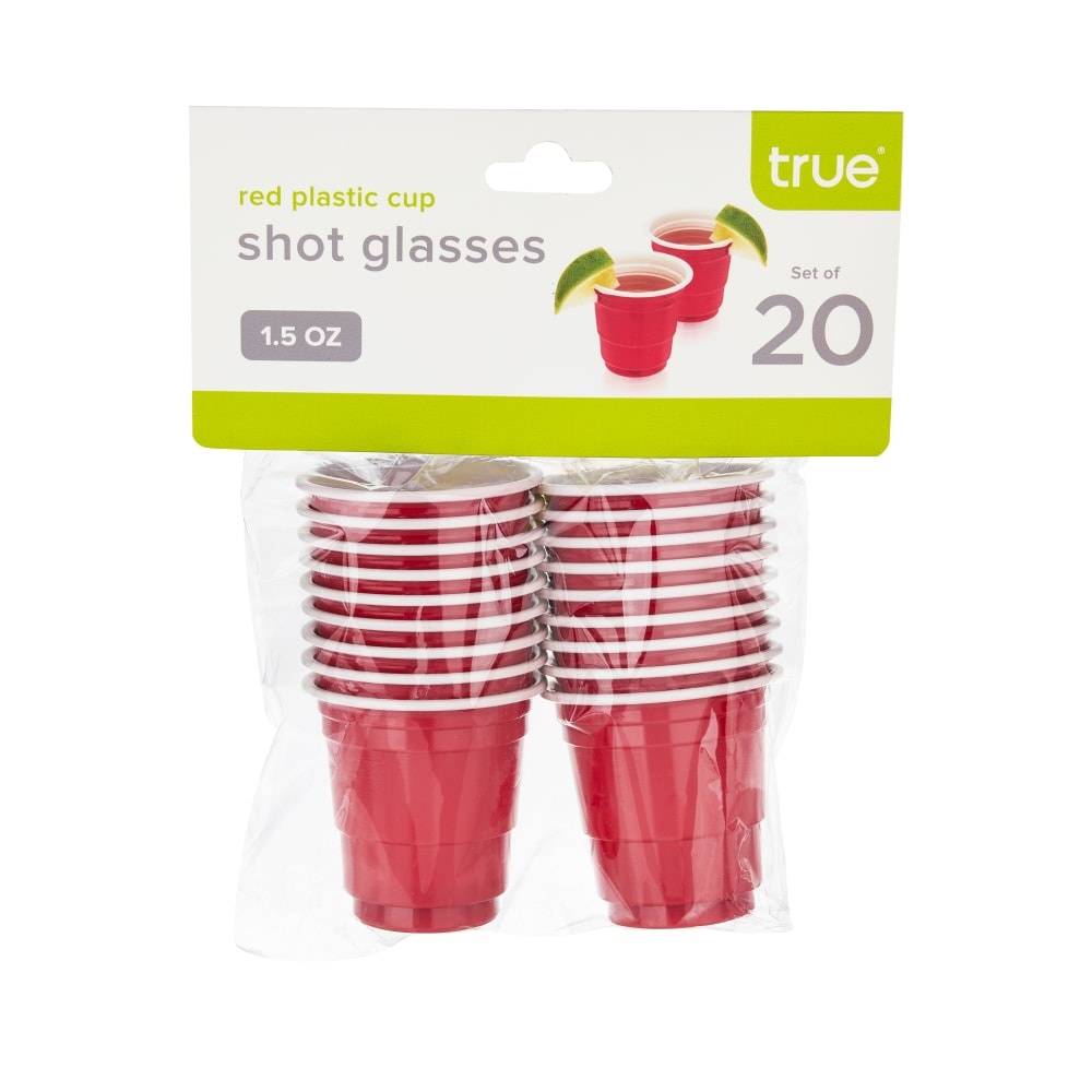 slide 1 of 1, true Plastic Cup Disposable Shot Glasses - Red, 20 ct