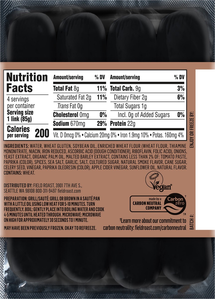 slide 4 of 11, Field Roast Smoked Frankfurter, 12 oz