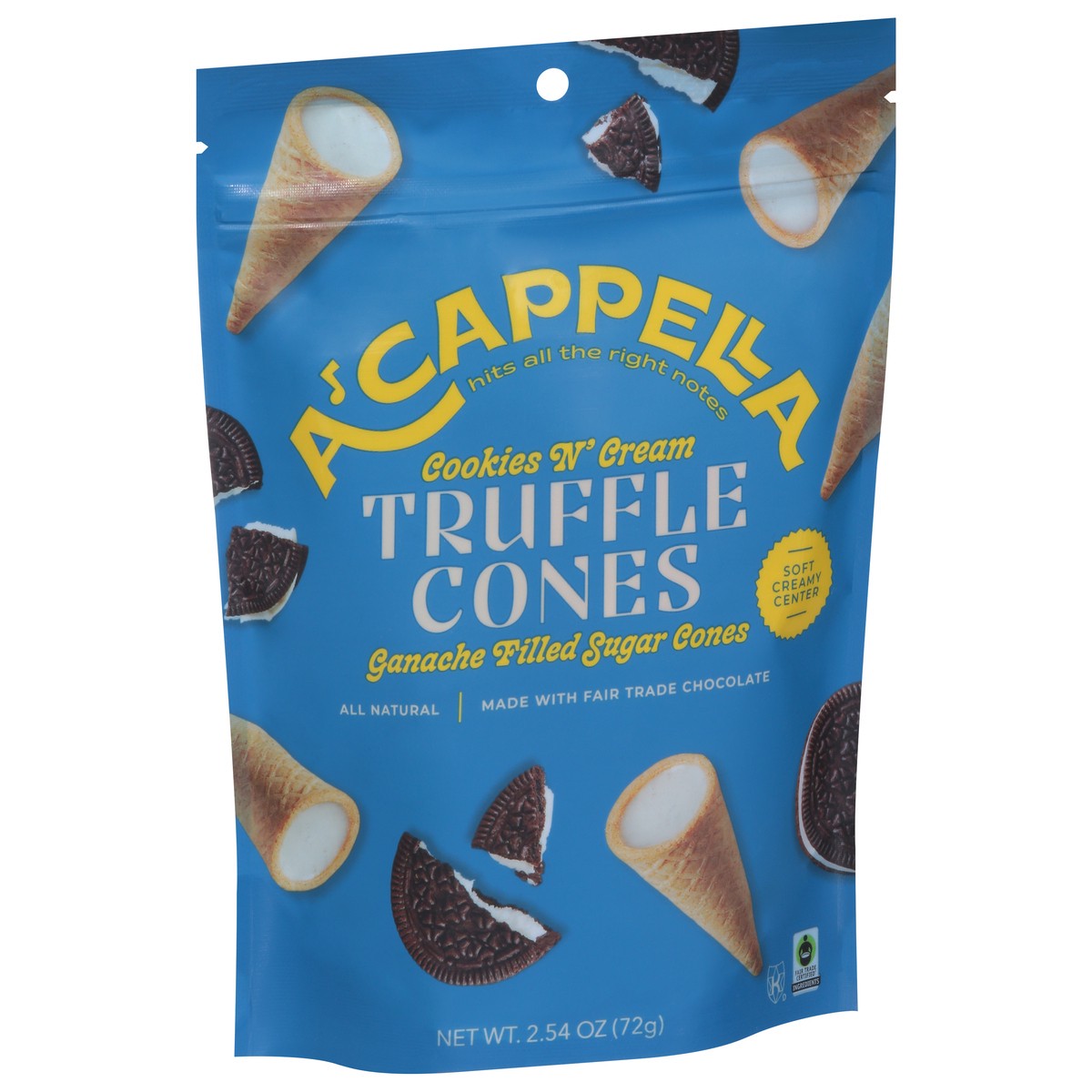 slide 3 of 4, A'Cappella Cookies N' Cream Truffles Cones 2.54 oz, 2.54 oz