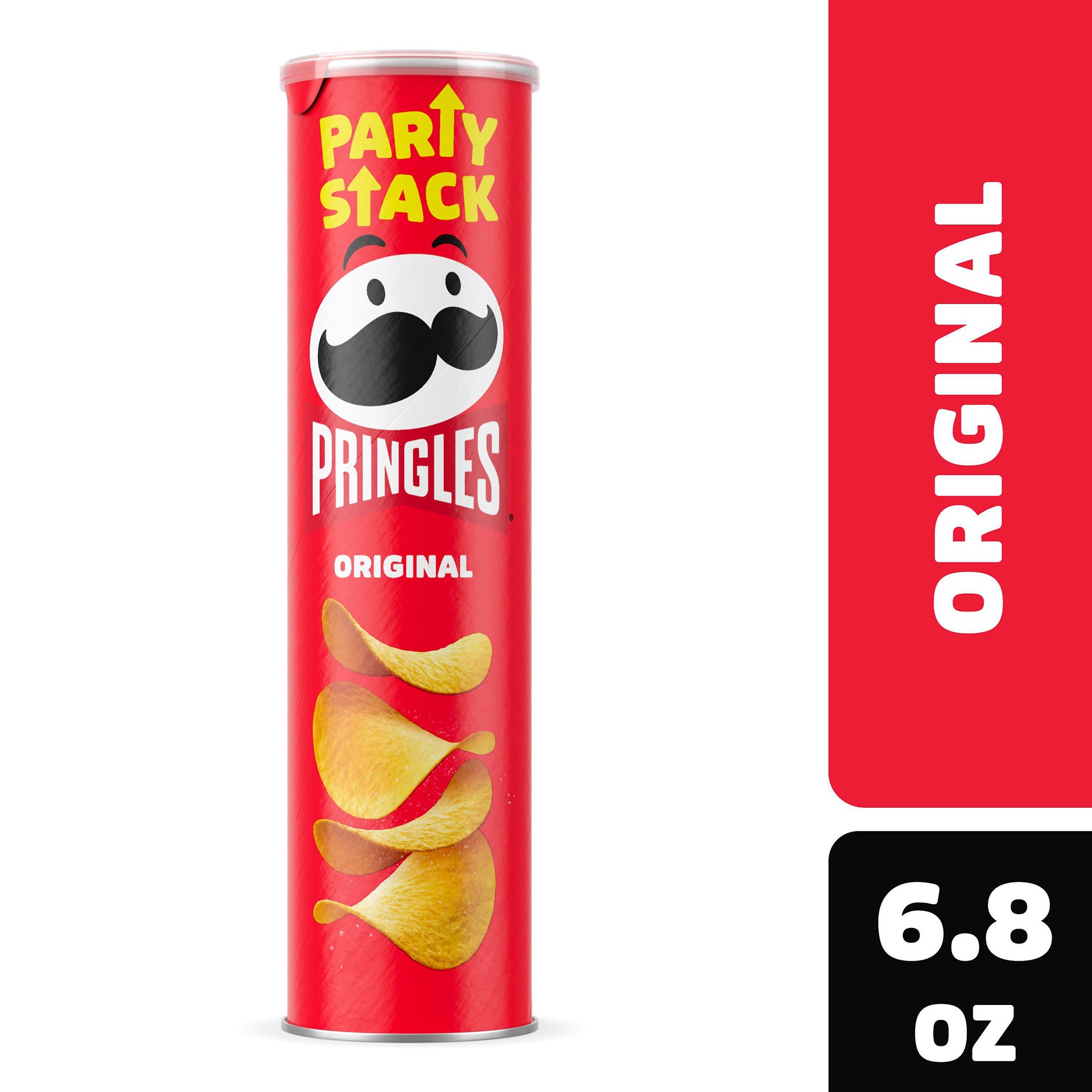 slide 1 of 7, Pringles Potato Crisps Chips, Lunch Snacks, On-the-Go Snacks, Party Stack, Original, 6.8oz Can, 1 Can, 6.8 oz