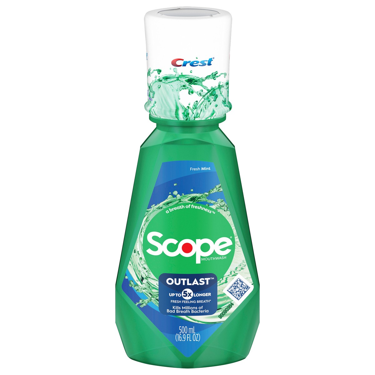 slide 1 of 1, Scope Crest Scope Outlast Mouthwash, Fresh Mint, 500mL, 16.9 fl oz