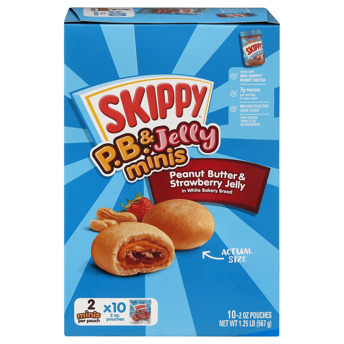 slide 1 of 8, Skippy P.B. & Jelly Frozen Peanut Butter and Strawberry Jelly Minis, 10 ct; 20 oz