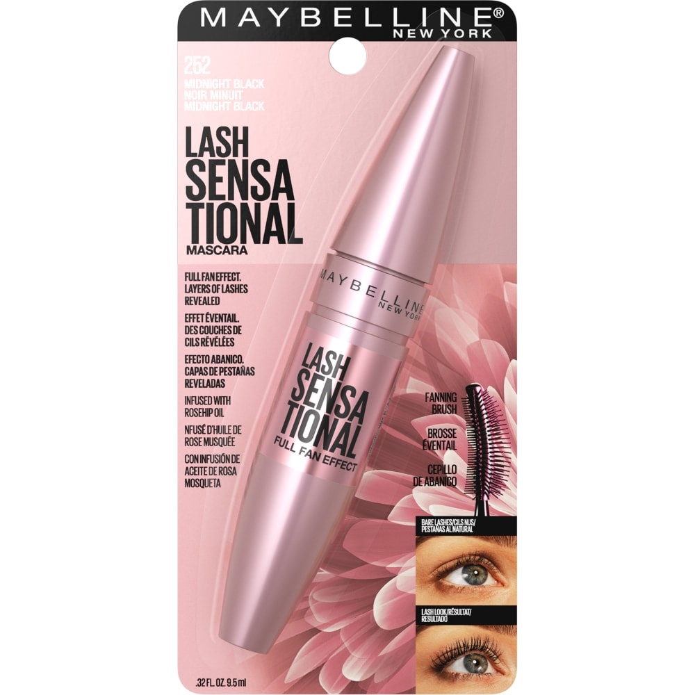 slide 1 of 1, Maybelline Lash Sensational Washable Mascara Makeup, Midnight Black, 0.32 oz