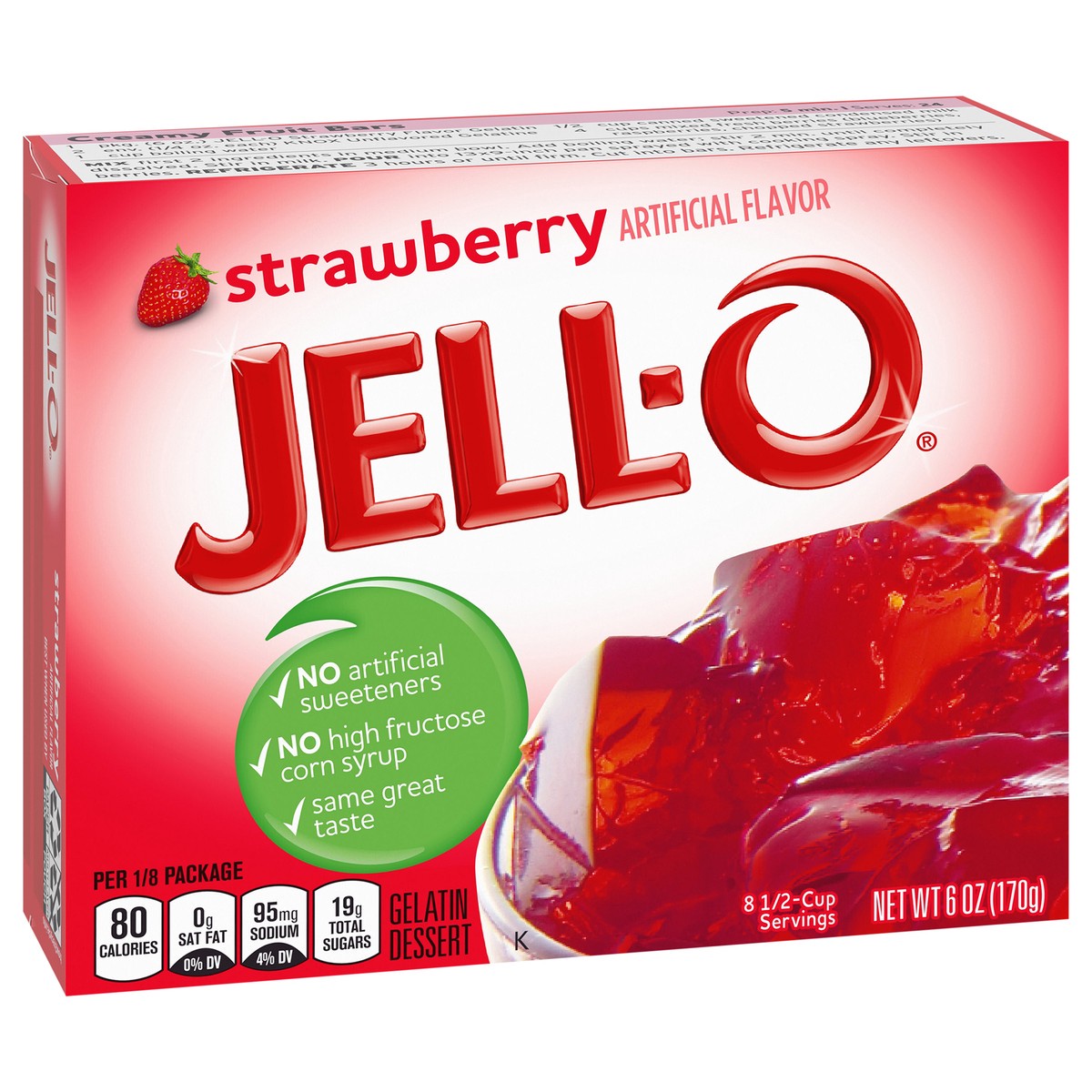 slide 10 of 13, Jell-O Strawberry Artificially Flavored Gelatin Dessert Mix, Family Size, 6 oz