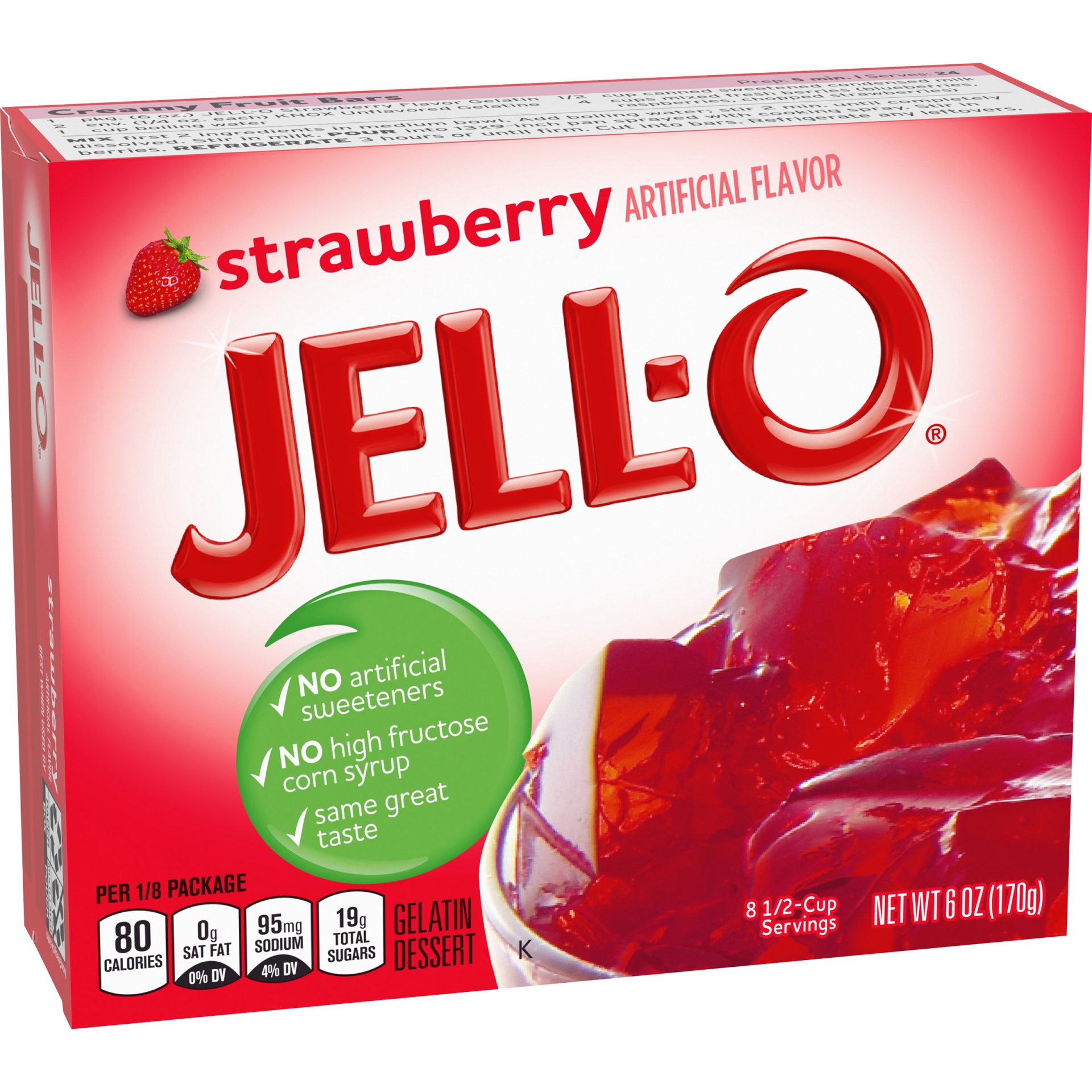 slide 5 of 7, Jell-O Strawberry Gelatin Dessert Mix, 6 oz