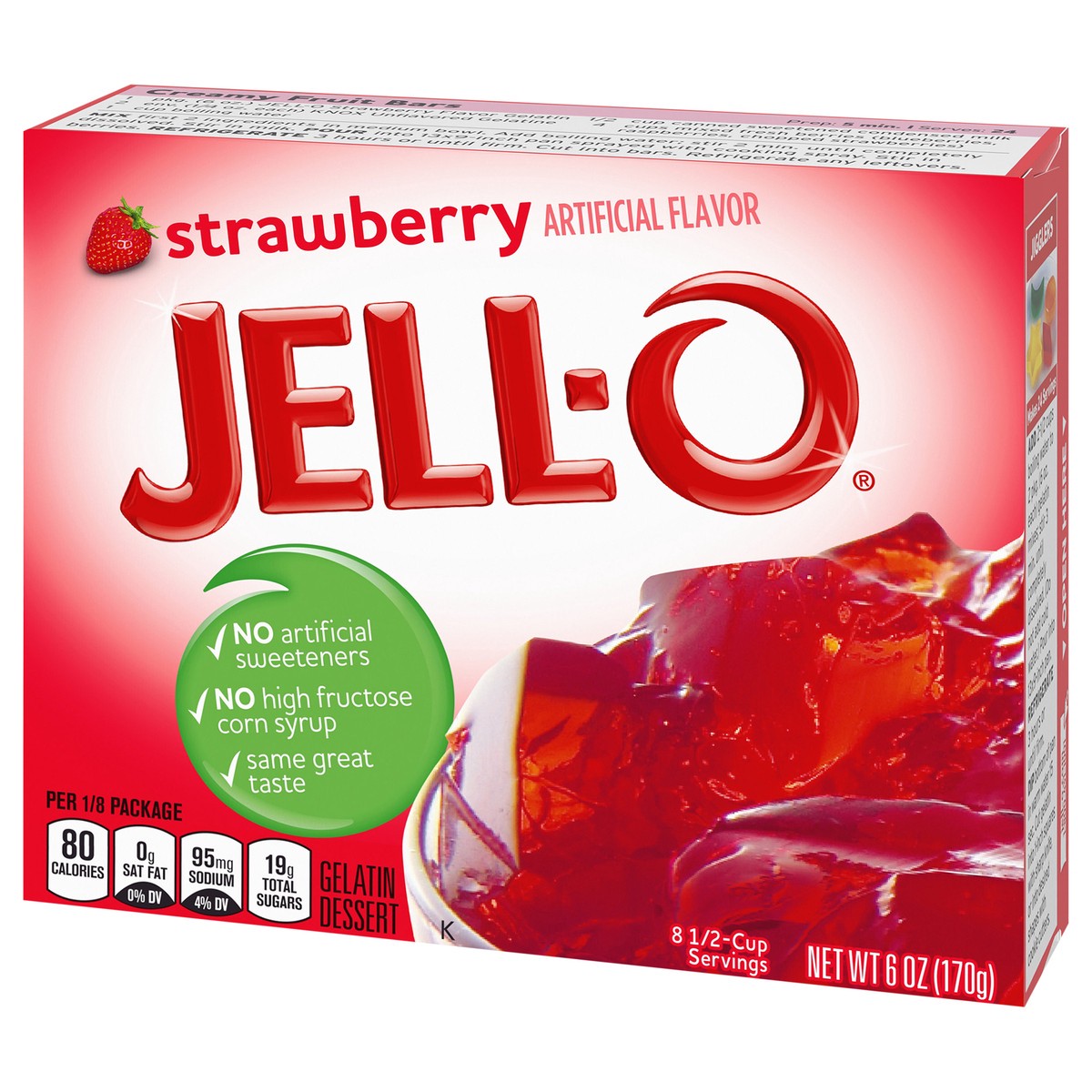 slide 8 of 13, Jell-O Strawberry Artificially Flavored Gelatin Dessert Mix, Family Size, 6 oz