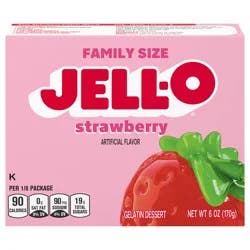 Jell-O Strawberry Artificially Flavored Gelatin Dessert Mix, Family Size, 6 oz Box