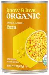 Know & Love Organic Whole Kernel Corn 15.2 Ounces