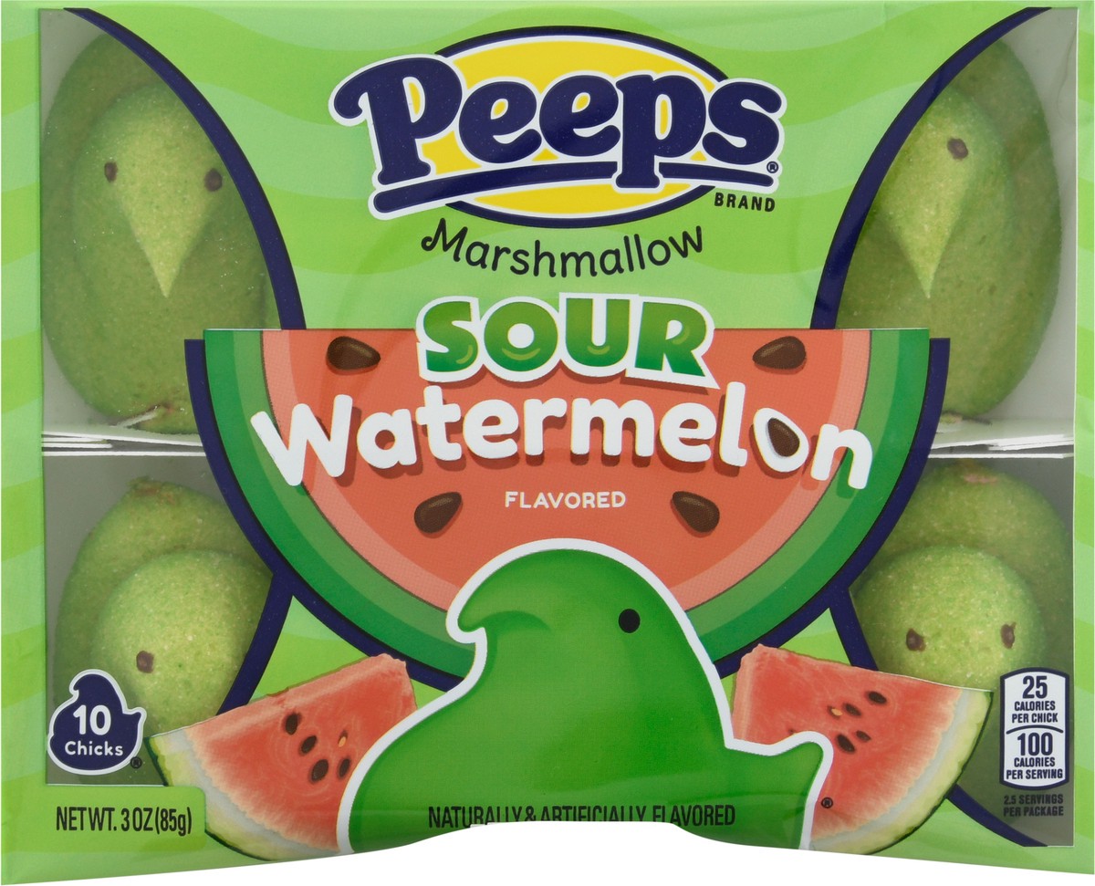 slide 4 of 9, Peeps Sour Watermelon Marshmallow Chicks, 10 ct