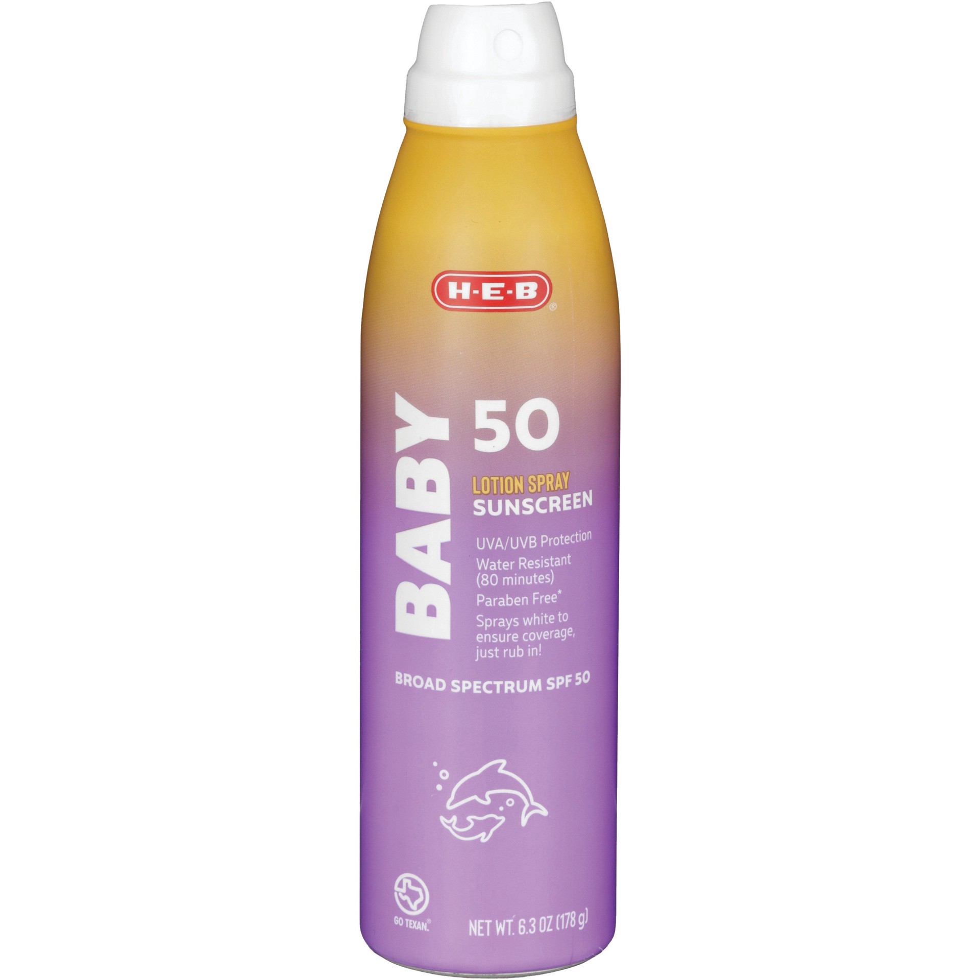 slide 1 of 1, H-E-B Baby Broad Spectrum Sunscreen Spray – SPF 50, 5.5 oz