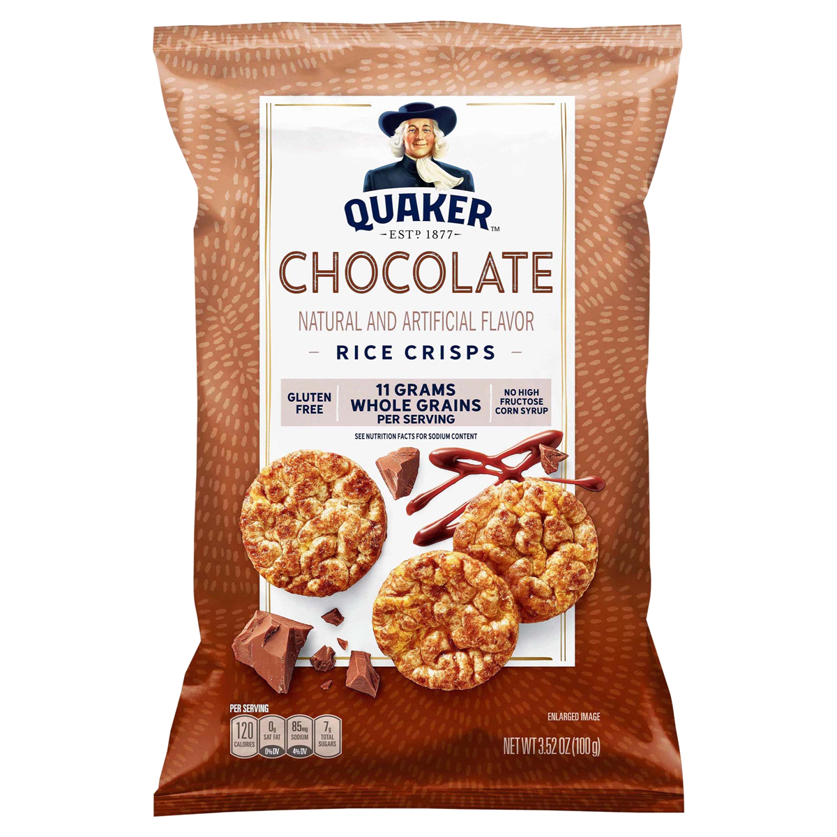 slide 1 of 4, Quaker Popped Chocolate Rice Crisps Snacks, 3.52 oz