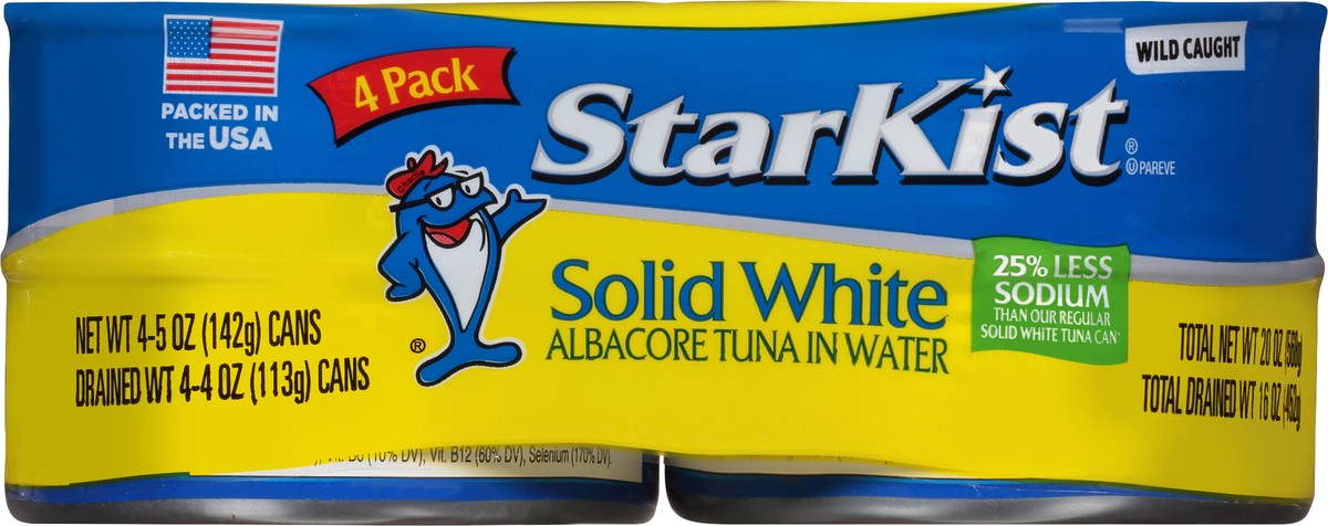 slide 4 of 15, StarKist Tuna in Water, Albacore, Solid White, 4 Pack, 4 ct; 5 oz