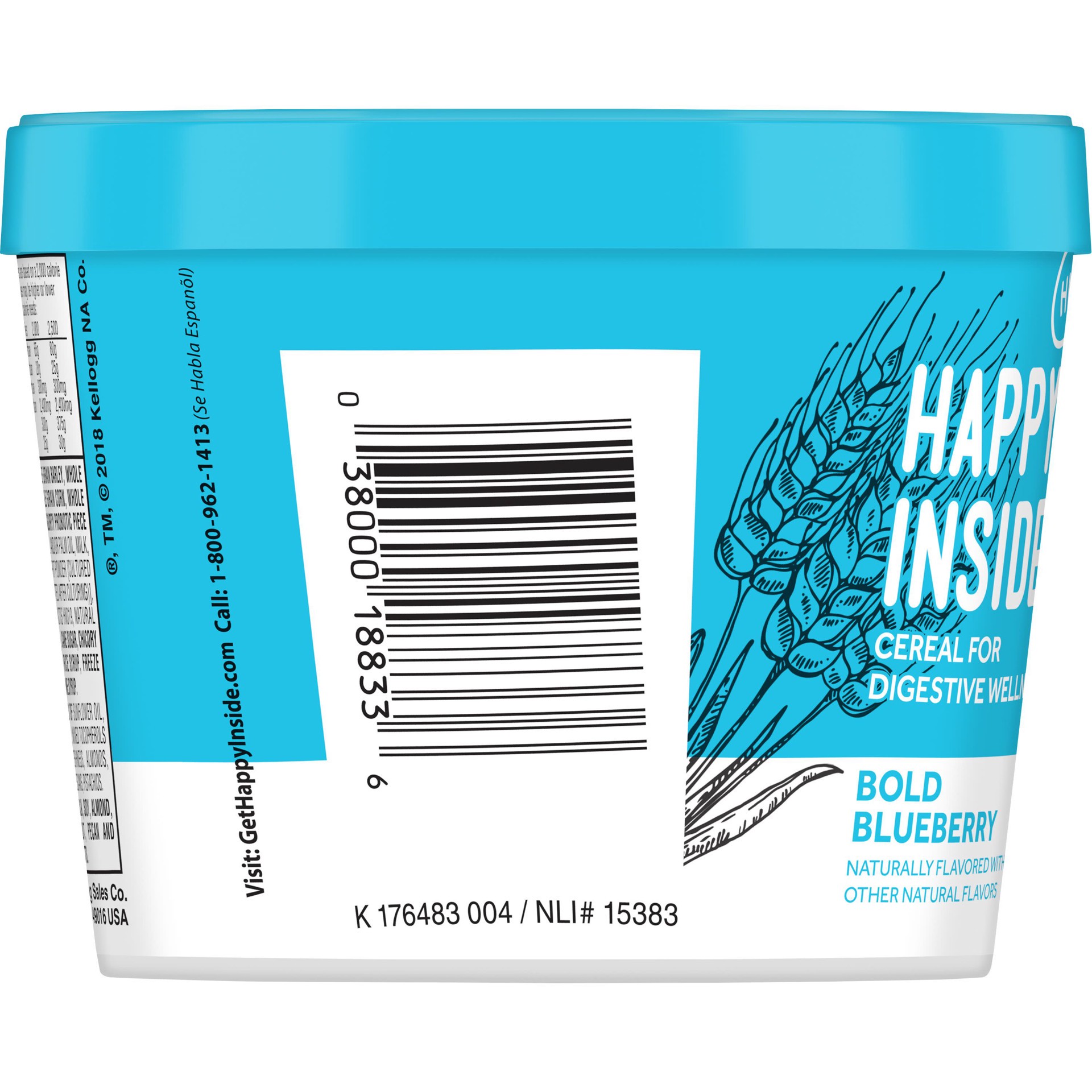 slide 2 of 5, HI! Happy Inside, Breakfast Cereal, Bold Blueberry, with Prebiotics, Probiotics and Fiber for Digestive Wellness, Non-GMO, 1.94oz Cup, 1.94 oz