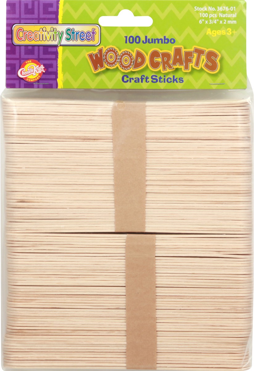 slide 1 of 10, Creativity Street Jumbo Craft Sticks, Natural 6" x.75", 6 in