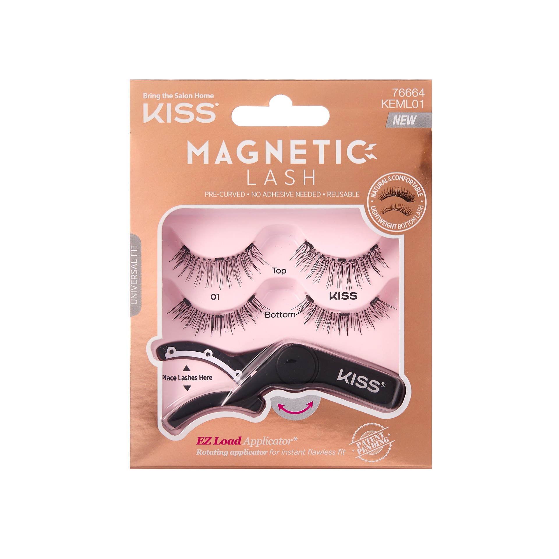 slide 1 of 9, KISS Magnetic Strip False Eyelashes 01, 5 ct