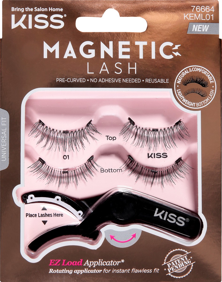 slide 4 of 9, KISS Magnetic Strip False Eyelashes 01, 5 ct