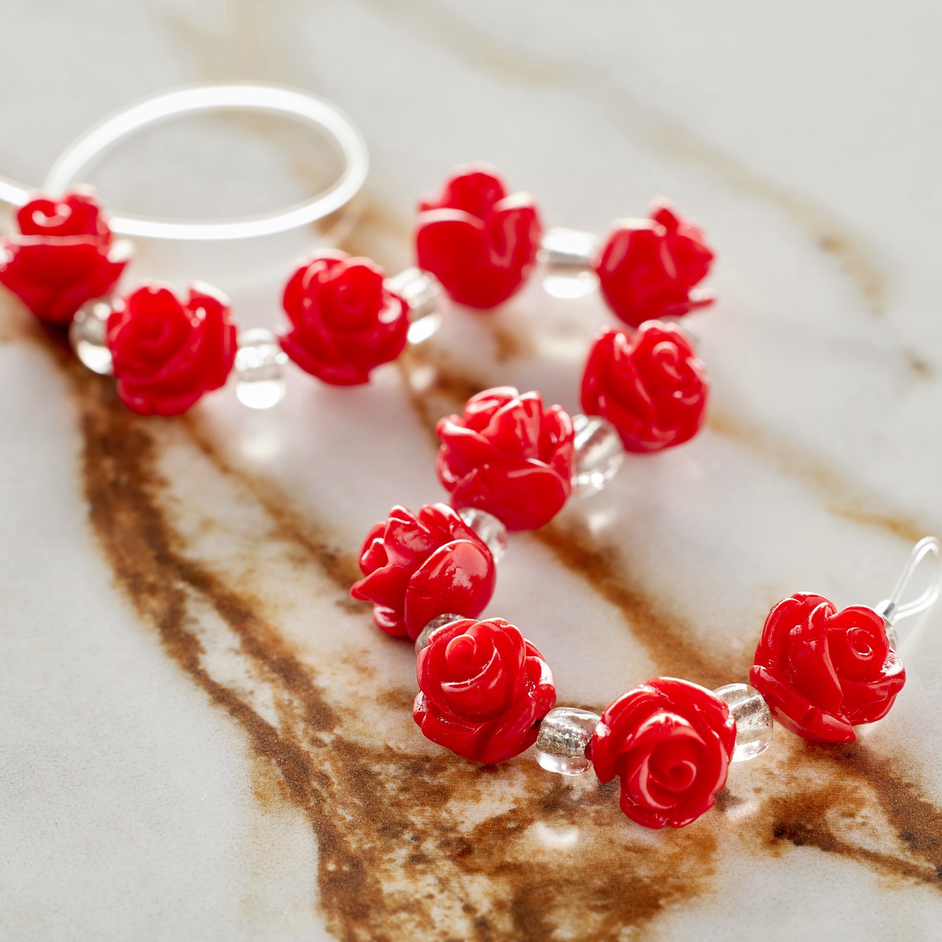 slide 2 of 3, Red Quartzite Rose Beads, 8mm By Bead Landing, 8mm