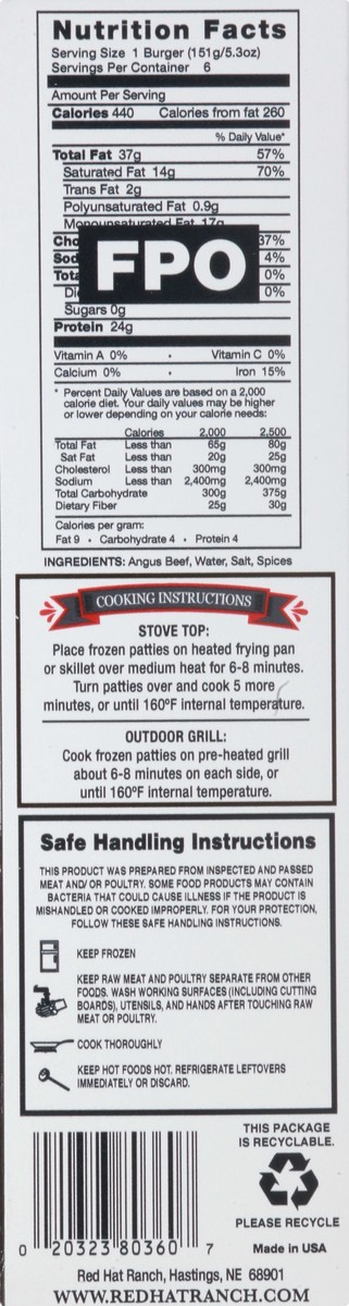 slide 2 of 11, Red Hat Ranch Patties 6 ea, 6 ct