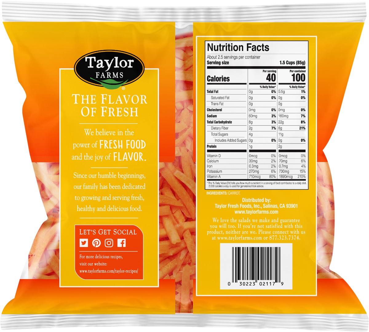 slide 3 of 3, Taylor Farms Shredded Carrots, 8 oz