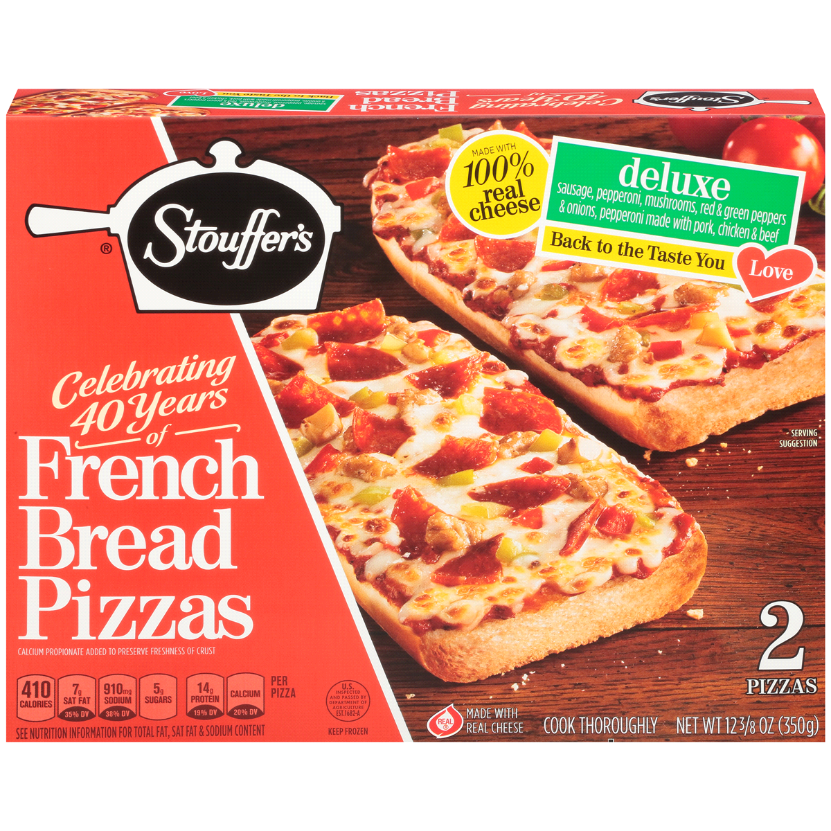 slide 1 of 13, Stouffer's Deluxe French Bread Pizza, 2 ct