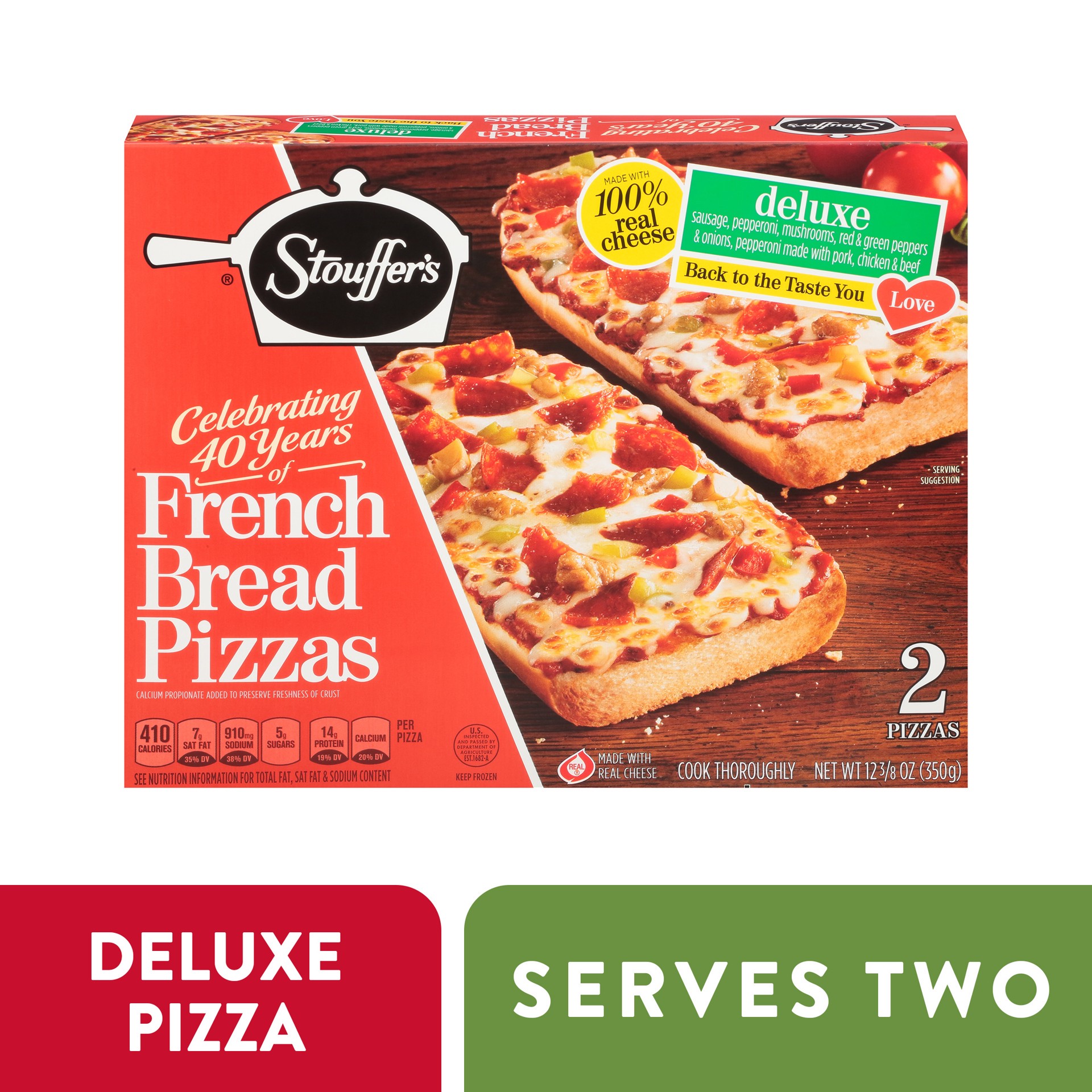 slide 1 of 7, Stouffer's Frozen Pizza - Deluxe French Bread Pizza, 2 ct