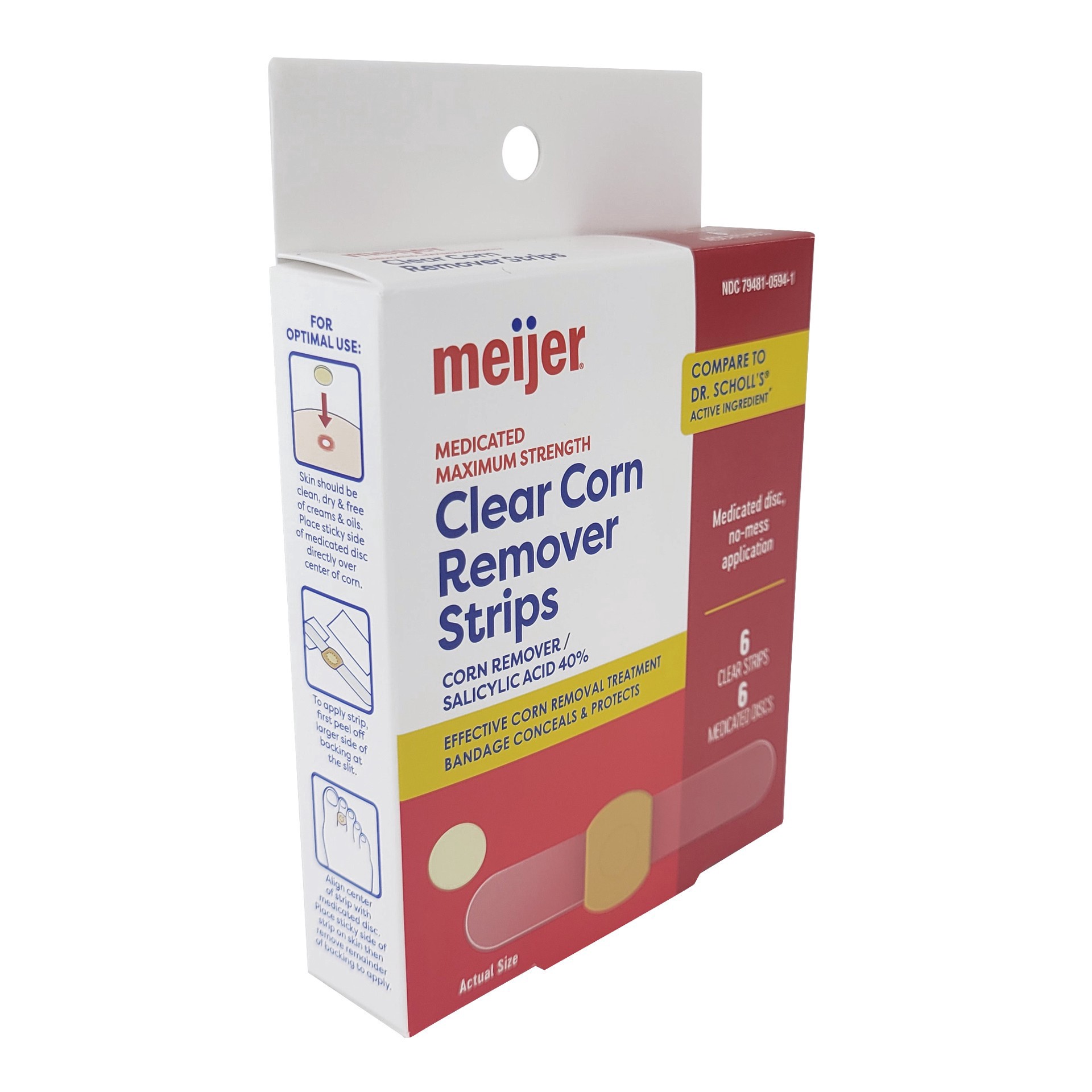 slide 10 of 17, Meijer Premier Two Step Clear Corn Remover Strips, 6 ct