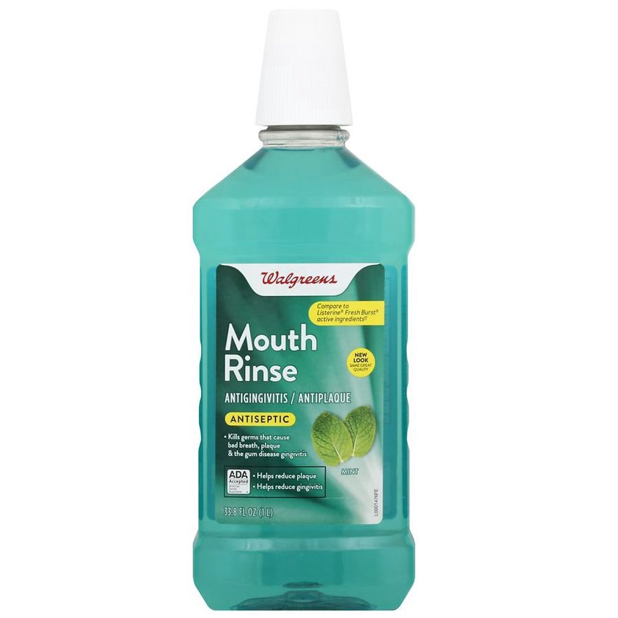 slide 1 of 2, Walgreens Antiseptic Spring Mint Mouth Rinse, 33.8 fl oz