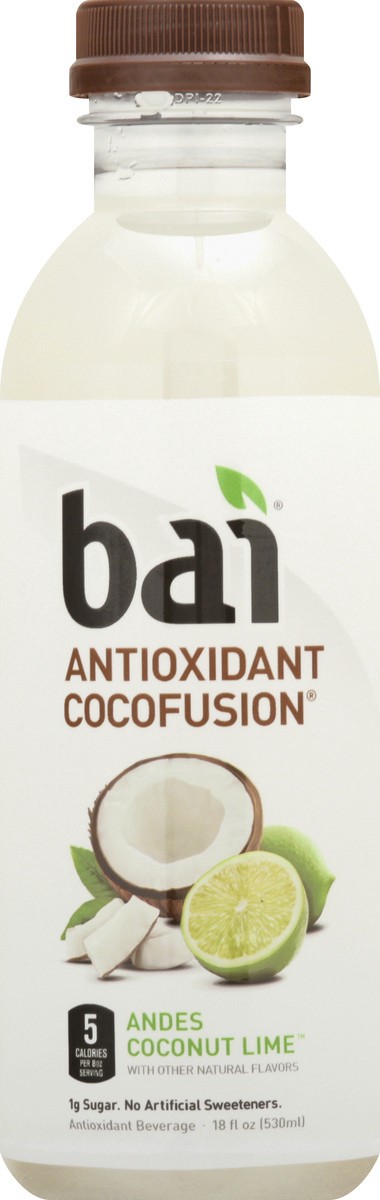 slide 11 of 13, Bai Coconut Flavored Water, Andes Coconut Lime, Antioxidant Infused Drinks, 18 Fluid Ounce Bottle, 18 fl oz