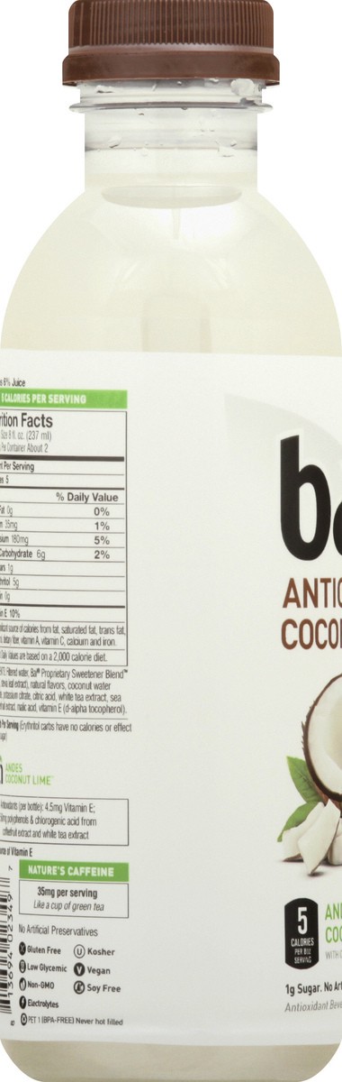 slide 12 of 13, Bai Coconut Flavored Water, Andes Coconut Lime, Antioxidant Infused Drinks, 18 Fluid Ounce Bottle, 18 fl oz