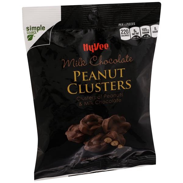 slide 1 of 1, Hy-Vee Milk Chocolate Peanut Clusters, 6 oz