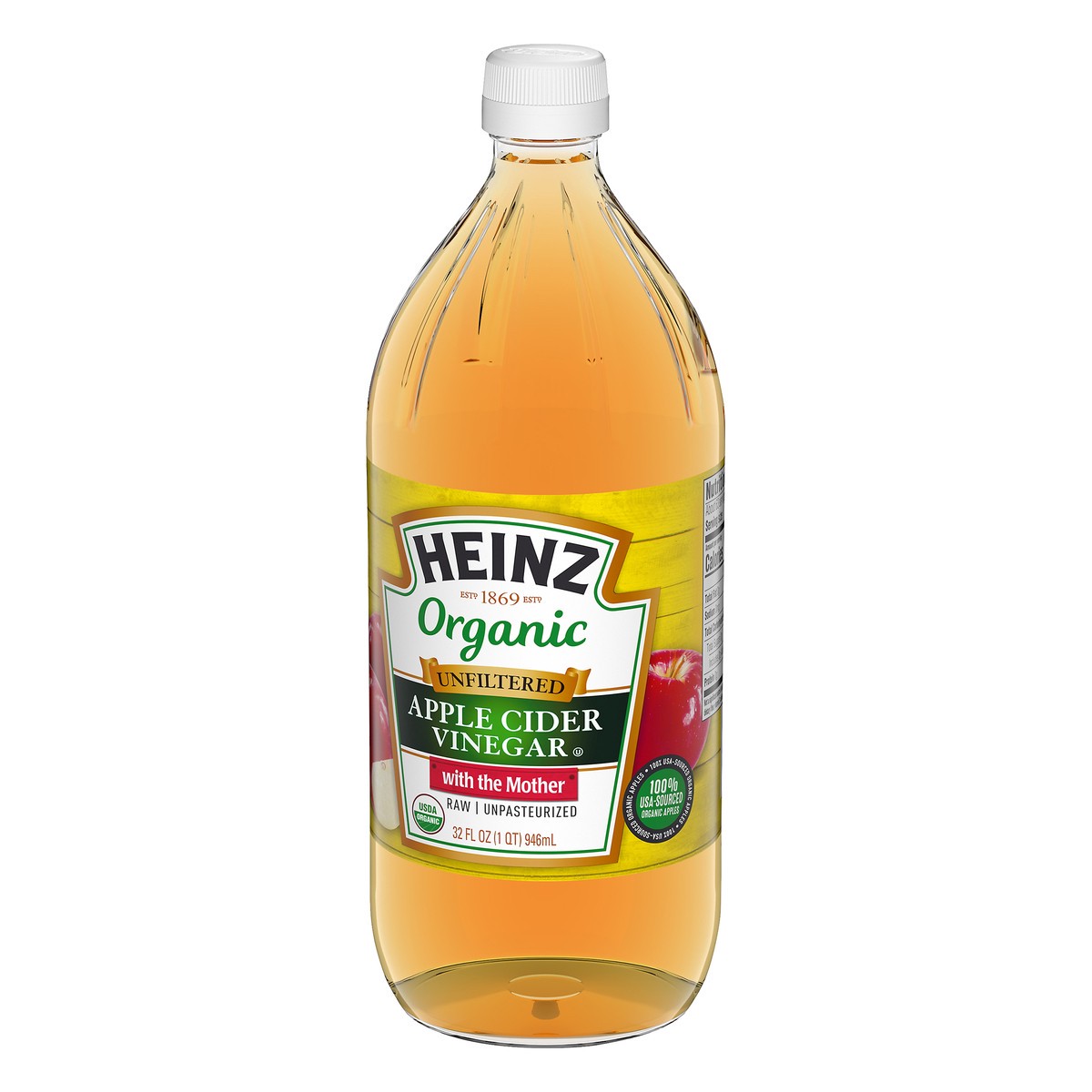 slide 4 of 10, Heinz Organic Unfiltered Apple Cider Vinegar with the Mother, 32 fl oz Bottle, 32 fl oz