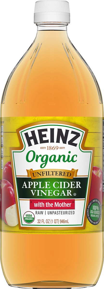 slide 6 of 10, Heinz Organic Unfiltered Apple Cider Vinegar with the Mother, 32 fl oz Bottle, 32 fl oz