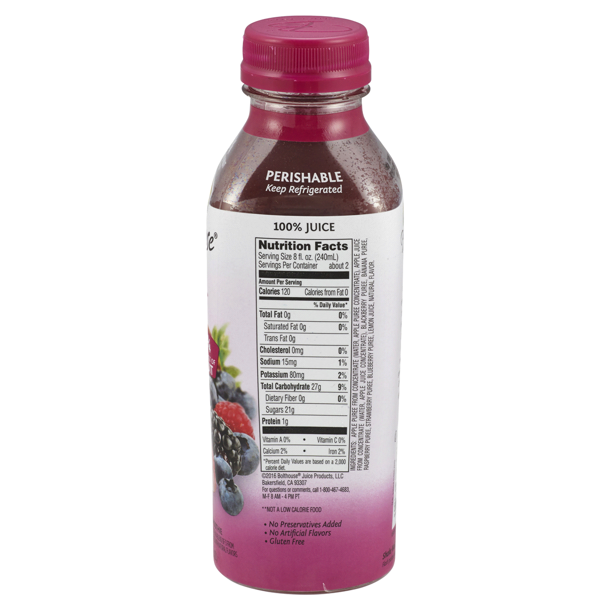 slide 3 of 4, Bolthouse Farms Berry Boost 100 Fruit Juice Smoothie, 15.2 oz