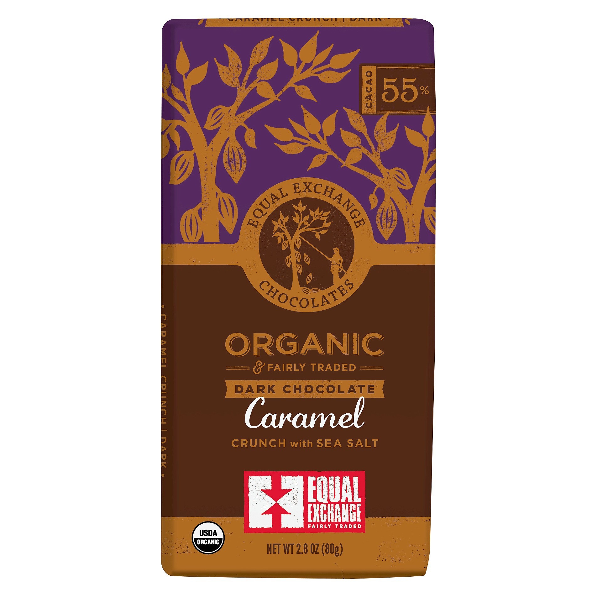 slide 1 of 1, Equal Exchange Caramel Sea Salt Dark Chocolate, 2.8 oz