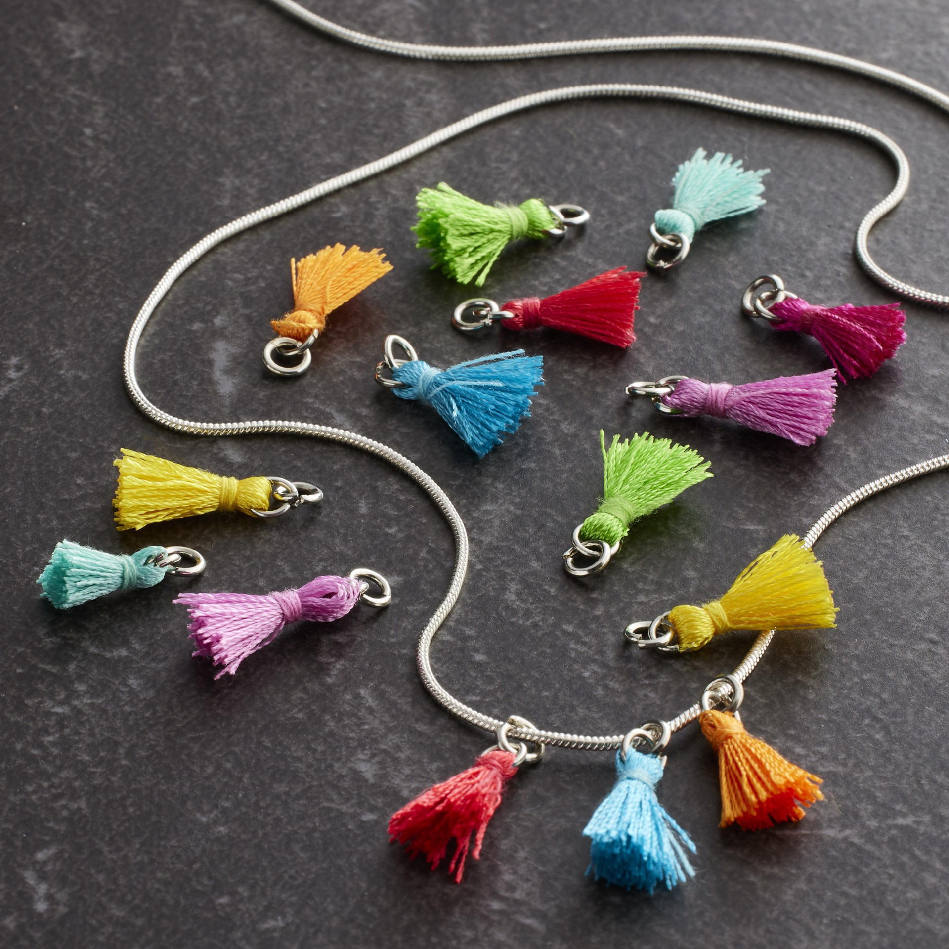 slide 2 of 2, Charmalong Rhodium Tassel Charms By Bead Landing, 3mm x 13mm