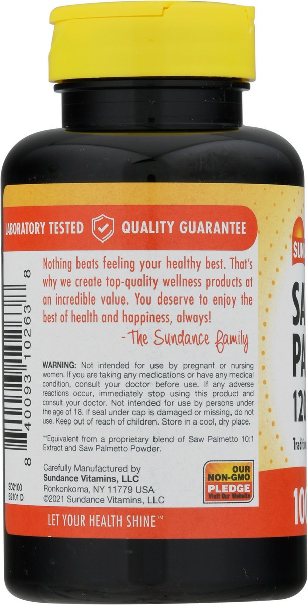 slide 7 of 9, Sundance Vitamins 1200 mg Saw Palmetto 100 Capsules, 100 ct