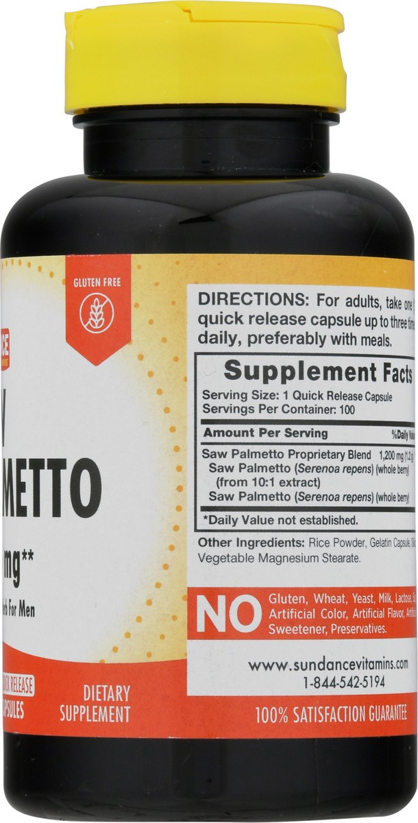 slide 8 of 9, Sundance Vitamins 1200 mg Saw Palmetto 100 Capsules, 100 ct