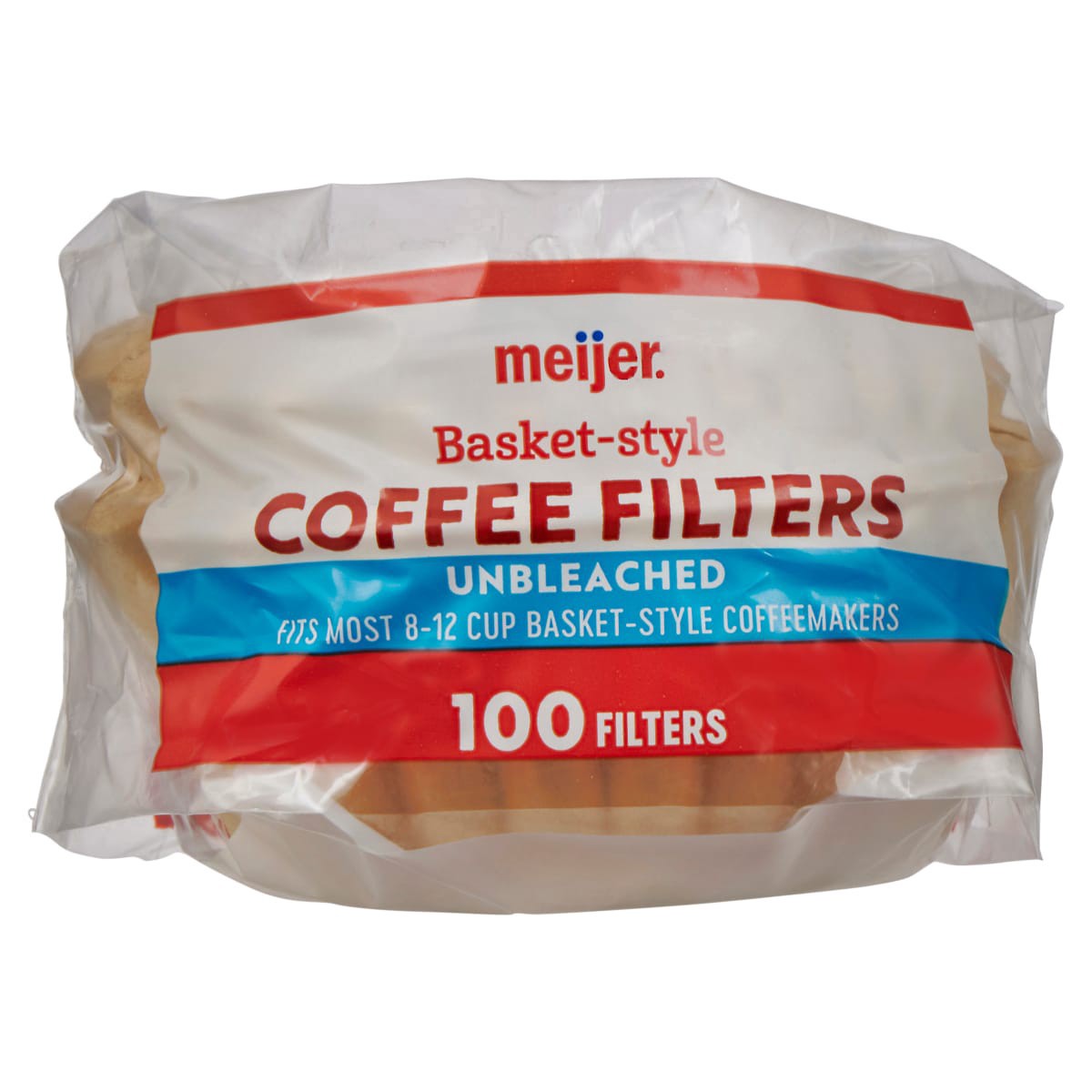 slide 1 of 13, Meijer Basket-Style Unbleached Coffee Filters for 8-12 Cup Coffee Makers - 100 ct, 100 ct