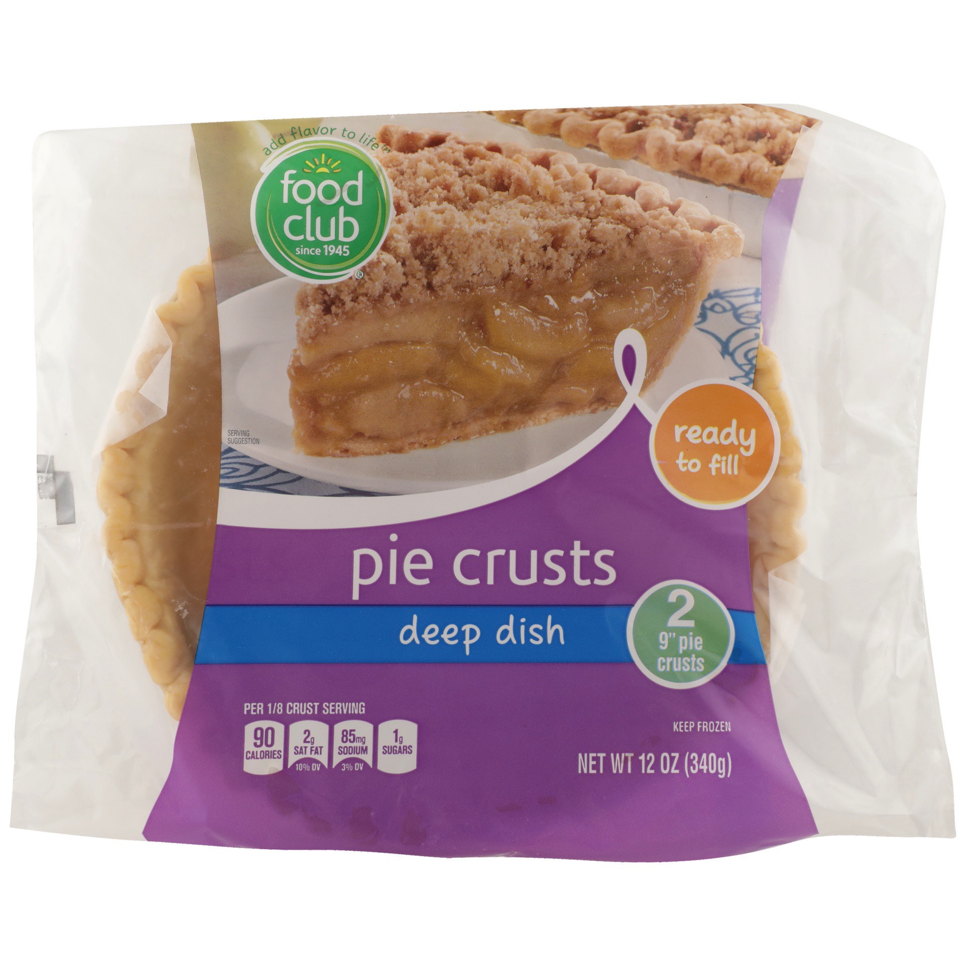 slide 1 of 6, Food Club Pie Crusts, Deep Dish, 9 Inch, 12 oz