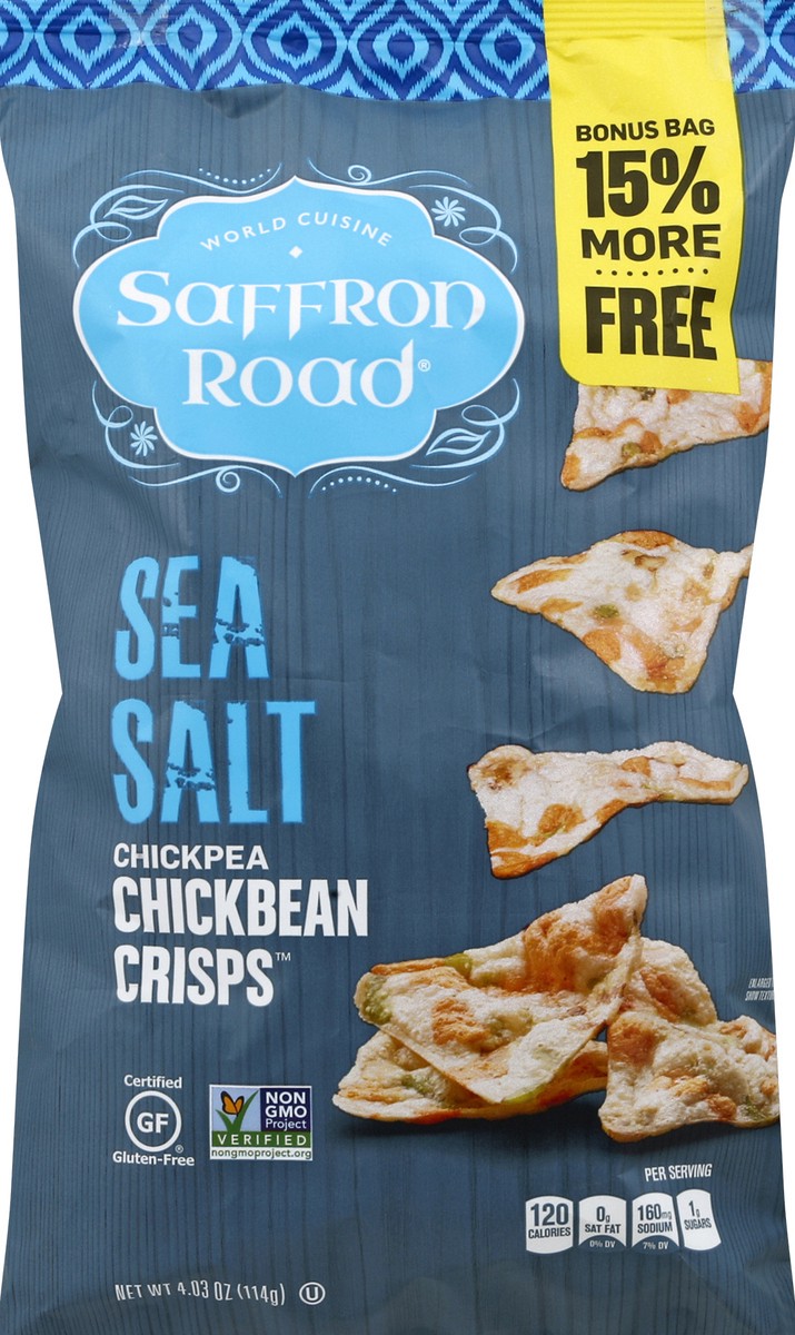 slide 2 of 6, Saffron Road Sea Salt Chickpea Chickbean Crisps, 4.03 oz