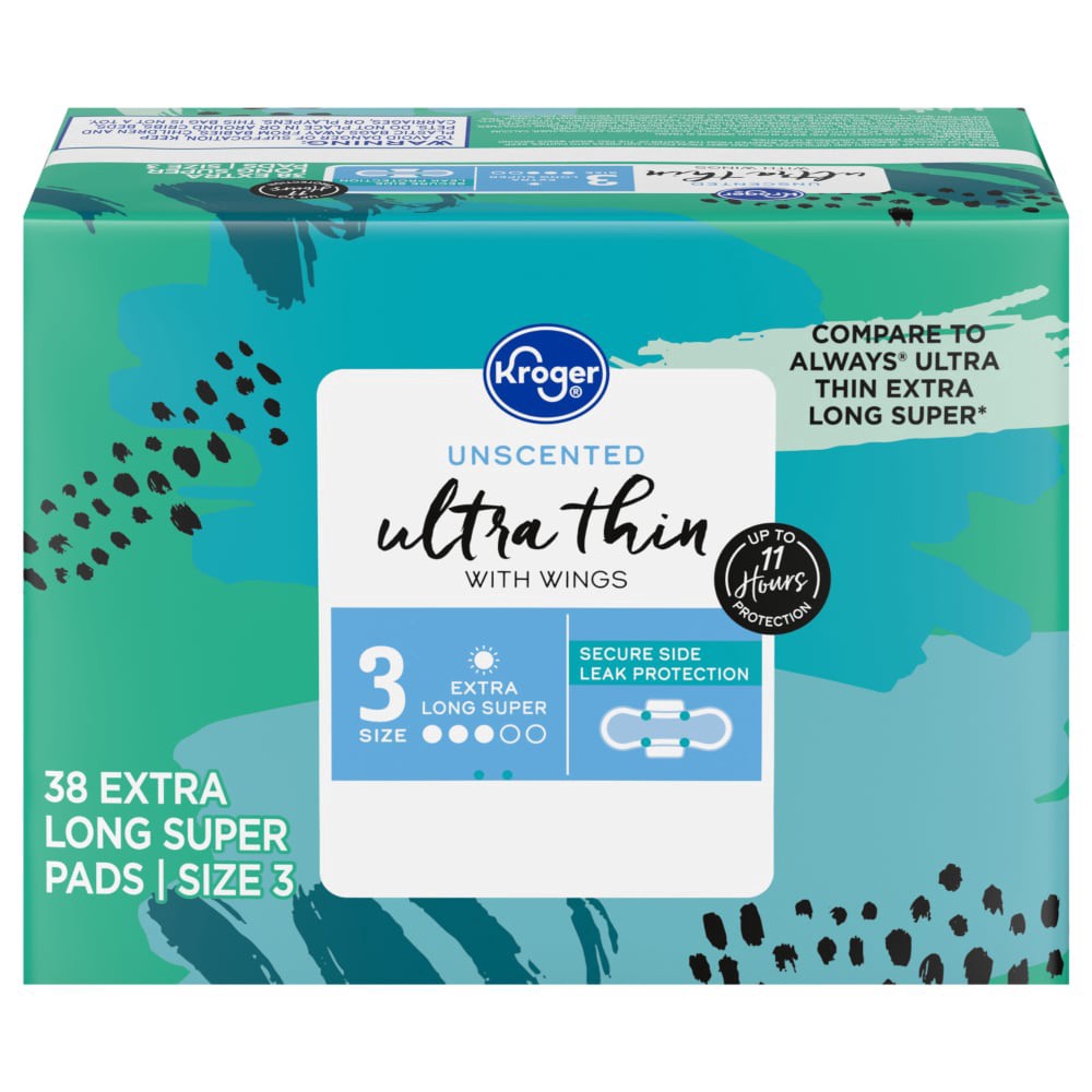 slide 1 of 1, Kroger® Ultra Thin Pads Extra Large, 38 ct
