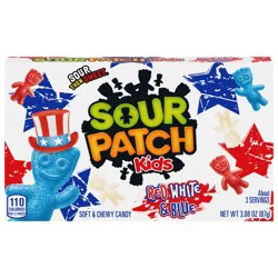 SOUR PATCH KIDS Red, White & Blue Soft & Chewy Gummy Candy, 3.08 oz