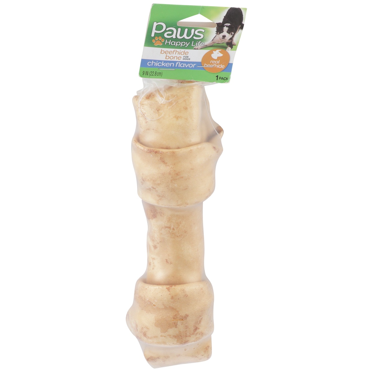 slide 1 of 1, Paws Happy Life Chicken Flavor Beefhide Bone For Dogs, 1 ct