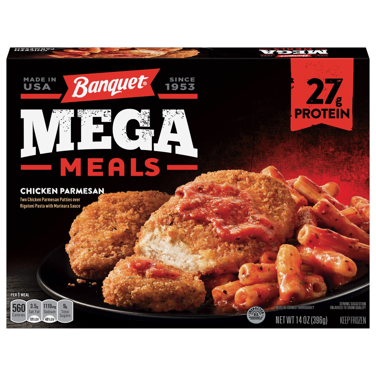 slide 1 of 2, Banquet Mega Frozen Meals Chicken Parmesan, 14 Ounce, 14 oz