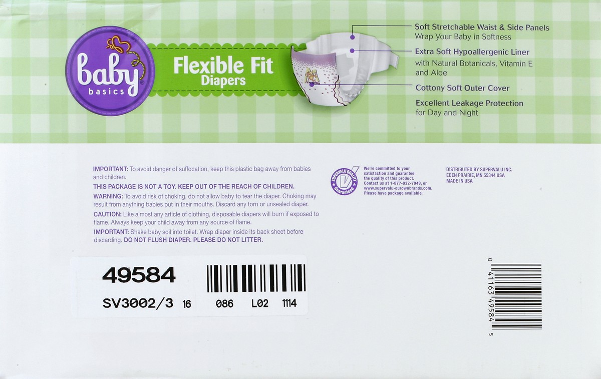 slide 8 of 8, Baby Basics Diapers 86 ea, 86 ct