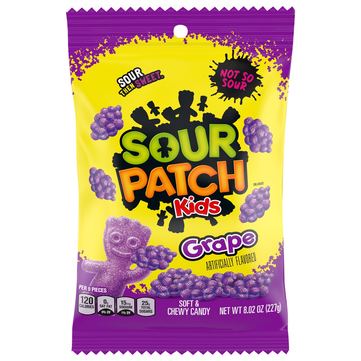 slide 1 of 9, SOUR PATCH KIDS Grape Soft & Chewy Candy, 8.02 oz, 8.03 oz